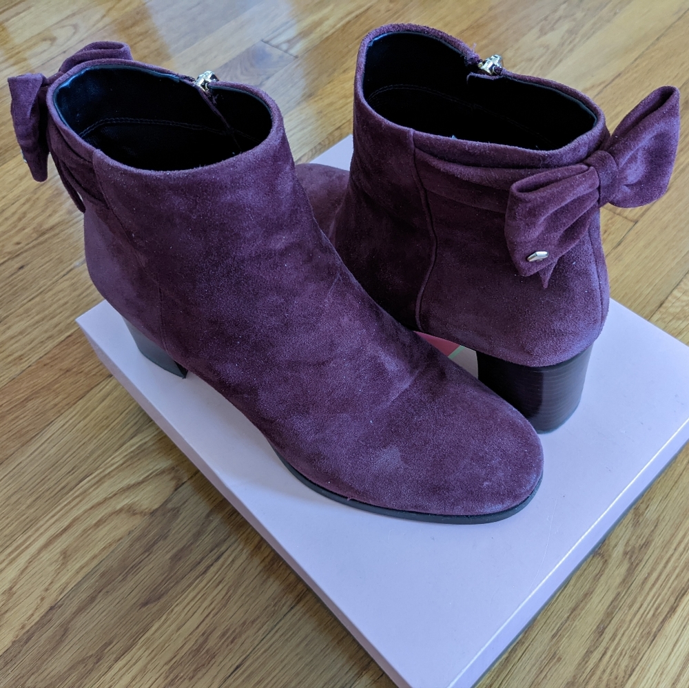Kate Spade suede Mallory booties in Cherrywood